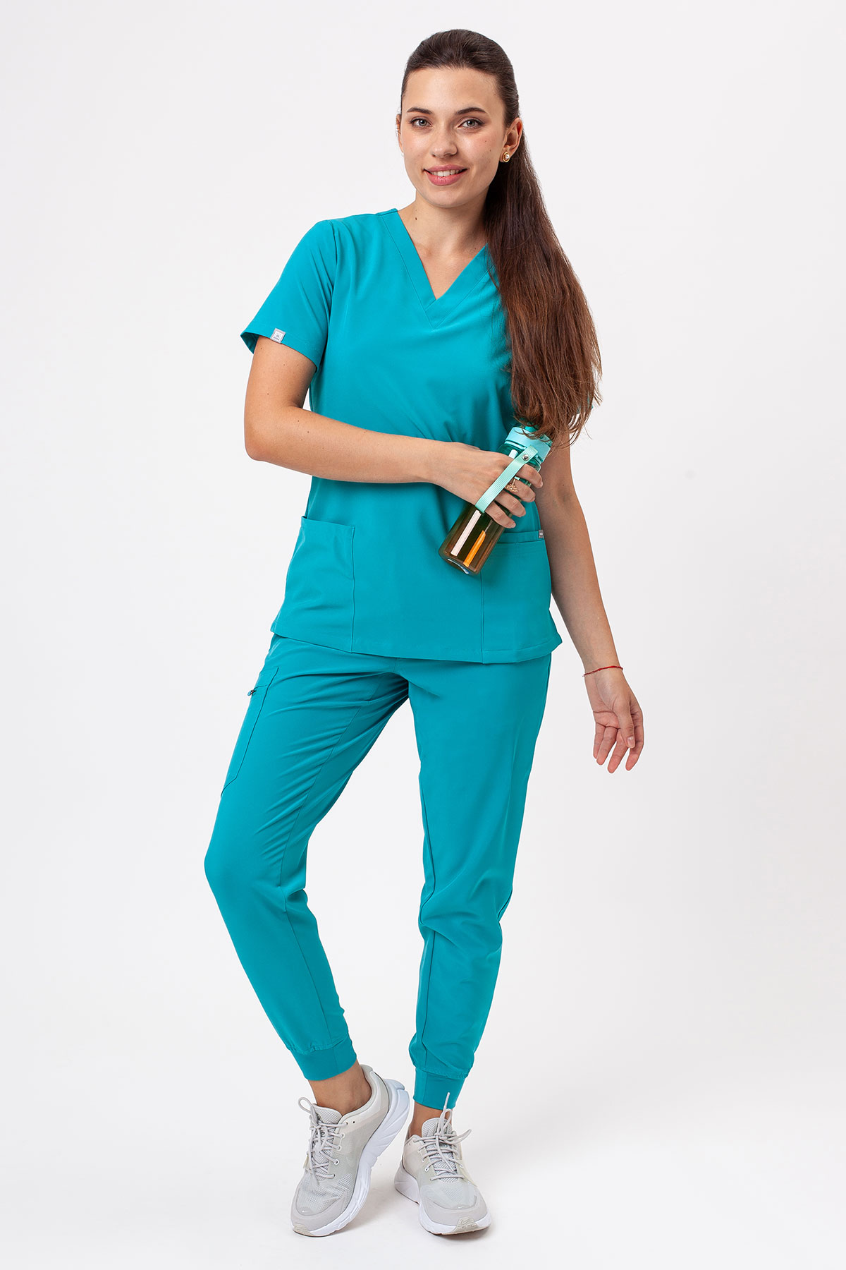 Women's Sunrise Move Pulse scrub top teal blue-6