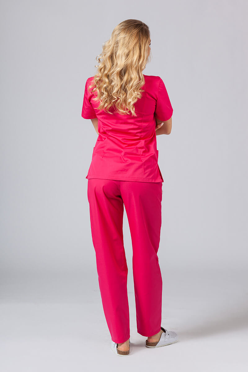Women’s Sunrise Uniforms Basic Classic scrubs set (Light top, Regular trousers) raspberry-1