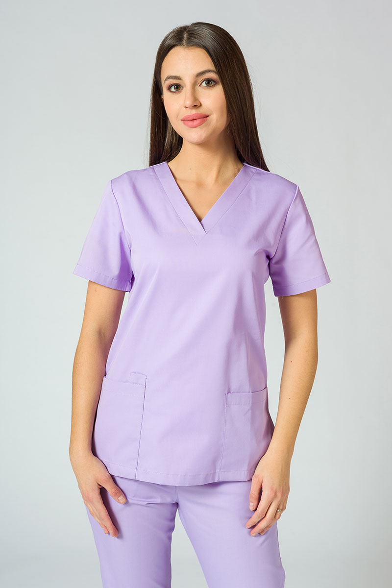 Women's Sunrise Uniforms Basic Jogger scrubs set (Light top, Easy trousers) lavender-3