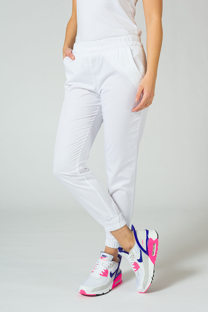 Women's Sunrise Uniforms Basic Jogger scrubs set (Light top, Easy trousers) white-7