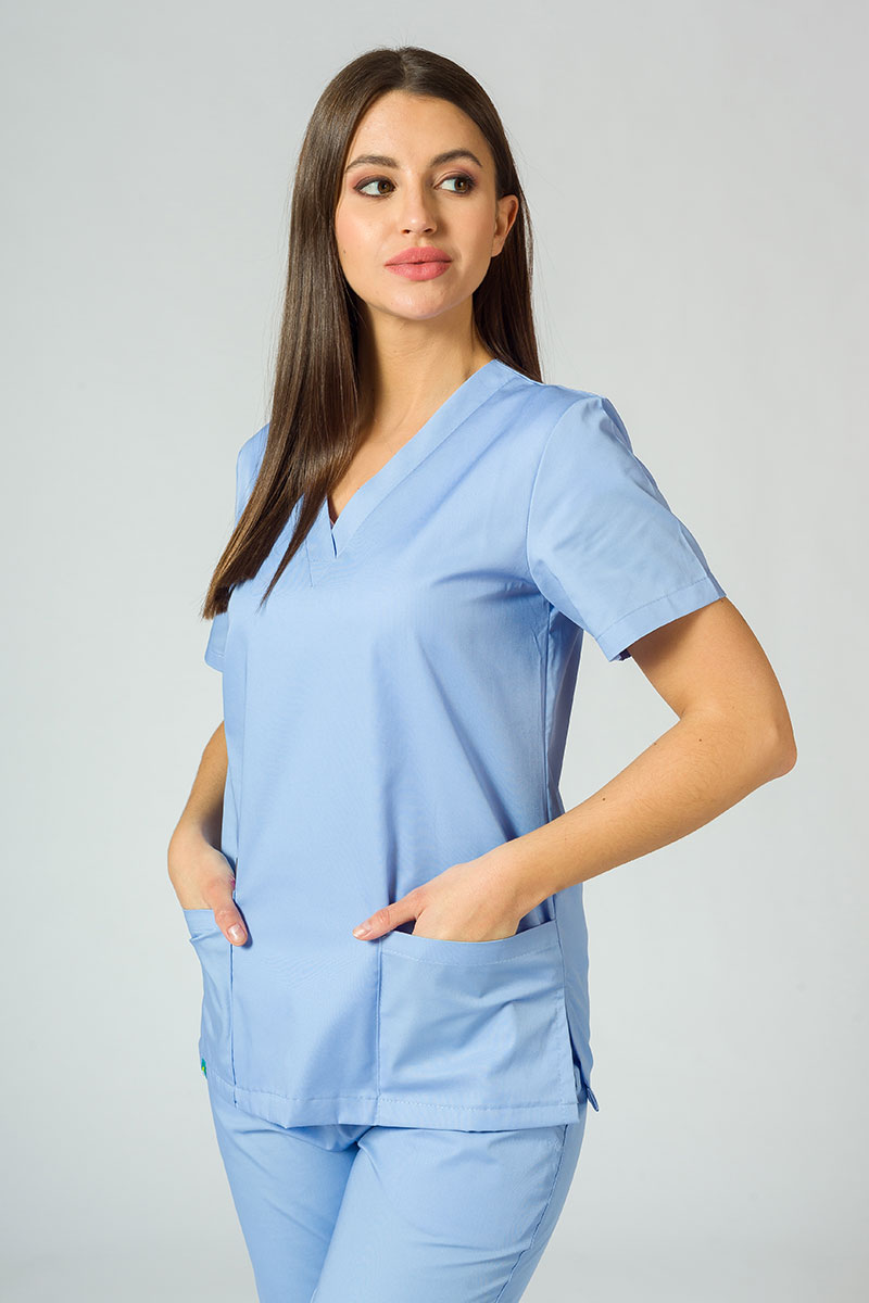 Women's Sunrise Uniforms Basic Jogger scrubs set (Light top, Easy trousers) ceil blue-2