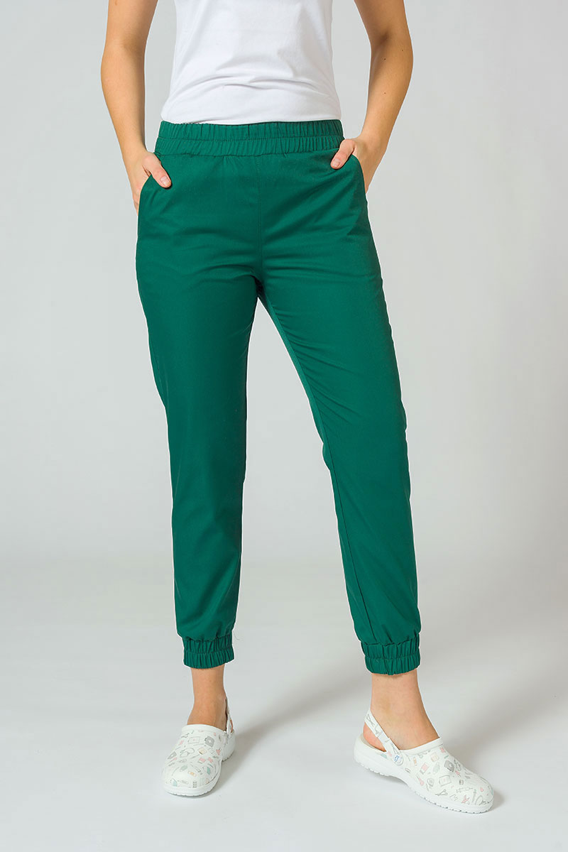 Women's Sunrise Uniforms Basic Jogger scrubs set (Light top, Easy trousers) bootle green-4