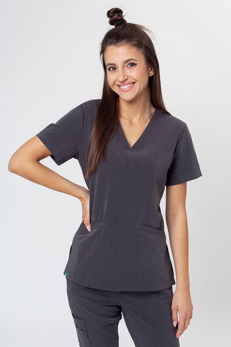 Women's Sunrise Uniforms Premium scrubs set (Joy top, Chill trousers) heather grey-2