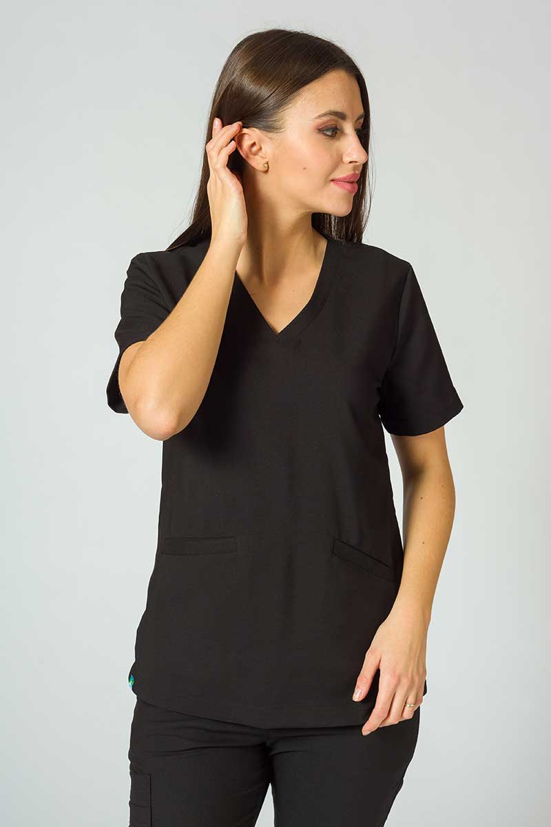 Women's Sunrise Uniforms Premium scrubs set (Joy top, Chill trousers) black-2