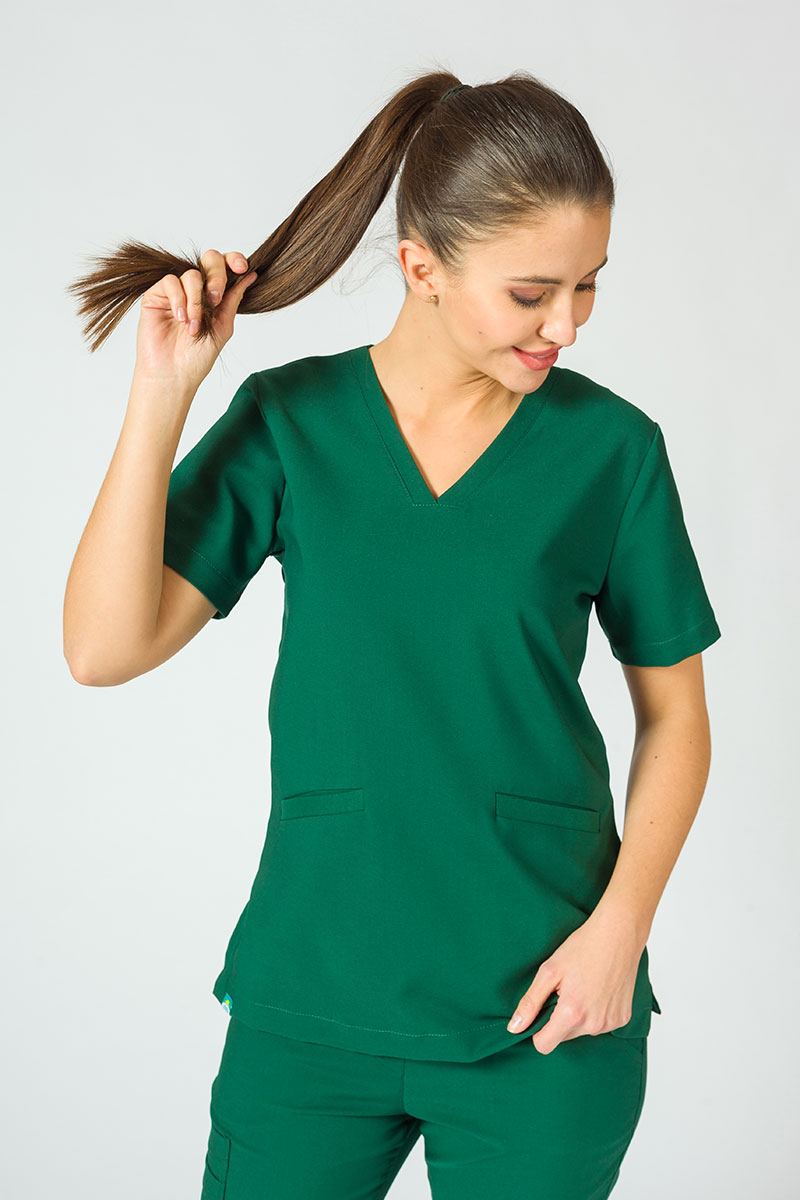 Women's Sunrise Uniforms Premium scrubs set (Joy top, Chill trousers) bottle green-3