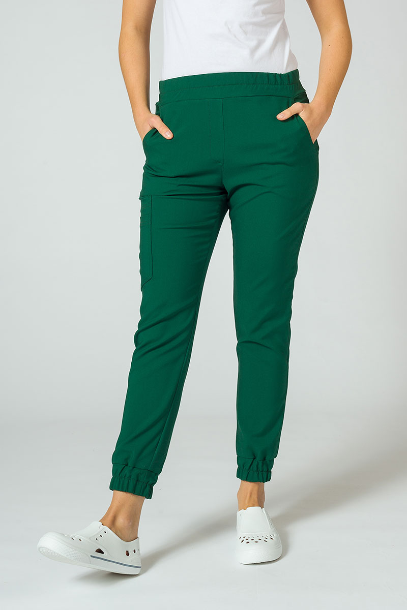 Women's Sunrise Uniforms Premium scrubs set (Joy top, Chill trousers) bottle green-8
