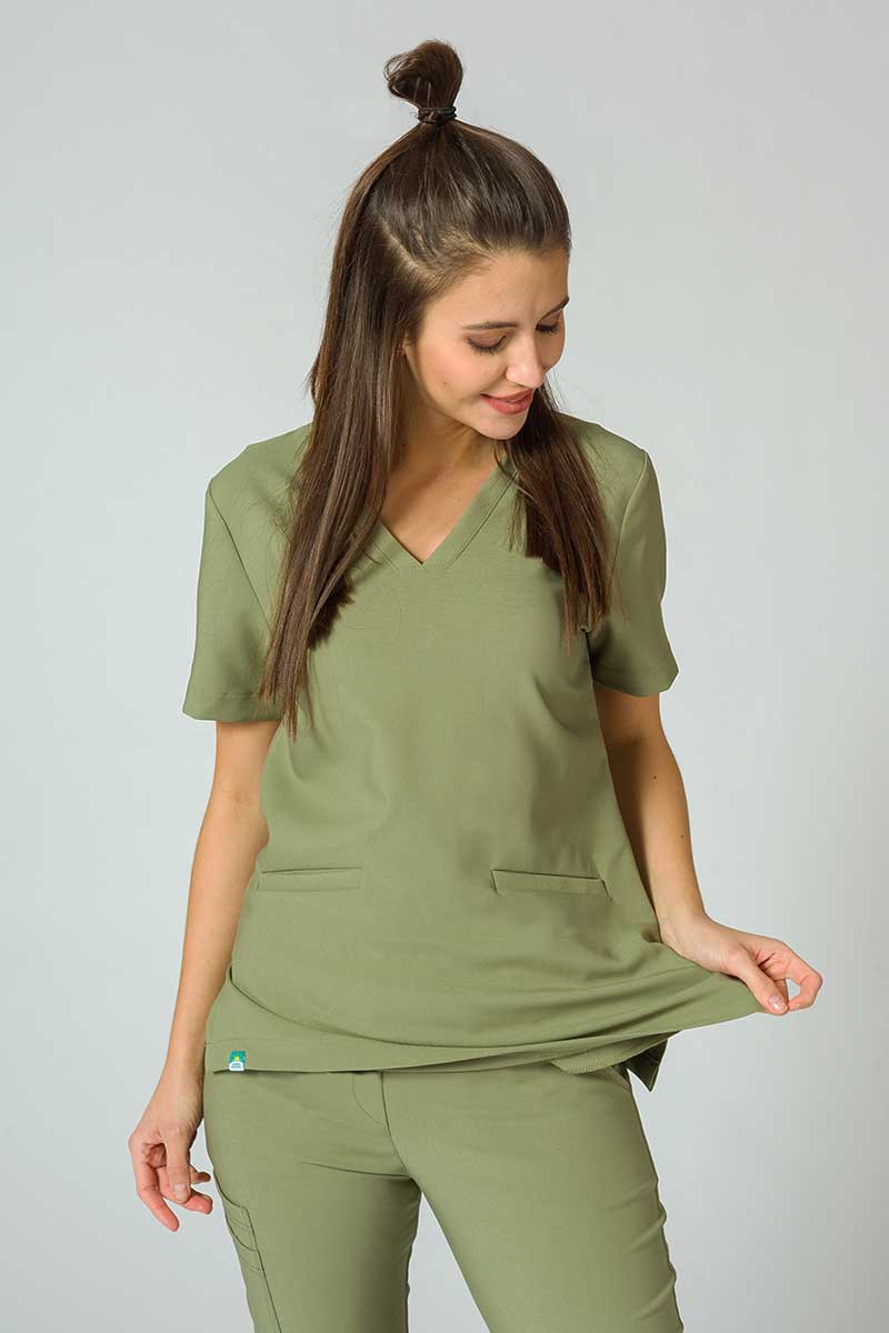 Women’s Sunrise Uniforms Premium Joy scrubs top olive-1