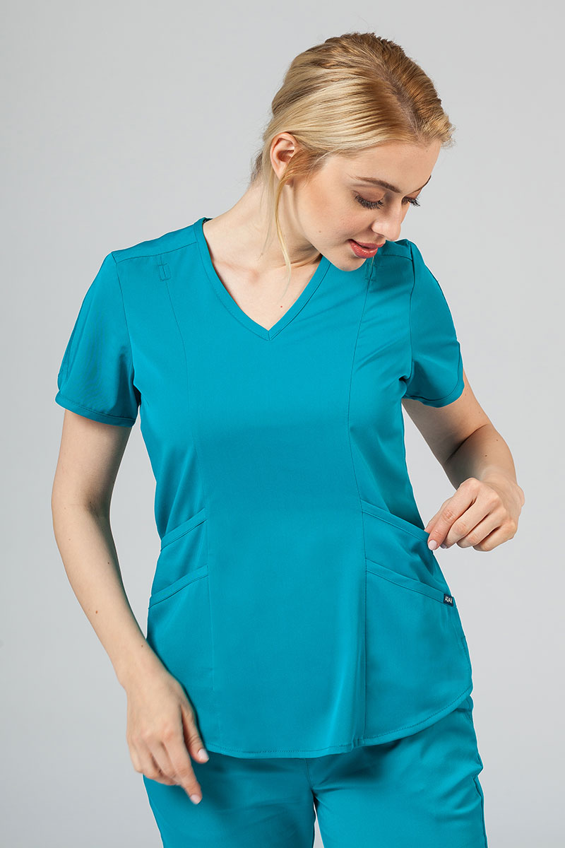 Adar Uniforms Yoga scrubs set (with Modern top – elastic) teal blue-2