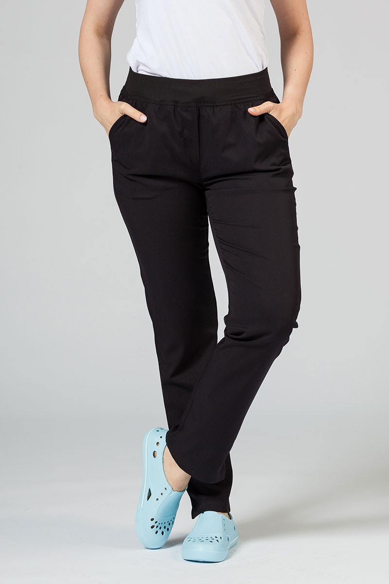 Adar Uniforms Yoga scrubs set (with Modern top – elastic) black-9