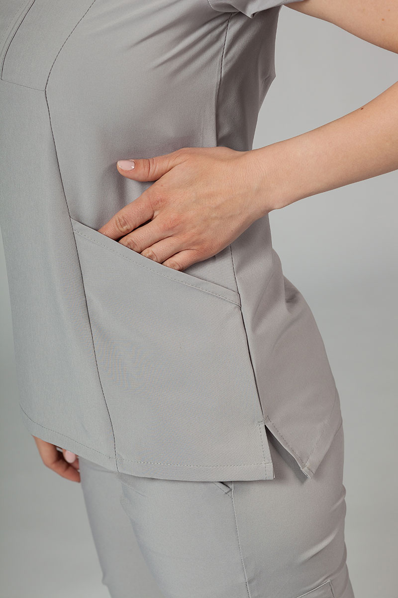 Women’s Adar Uniforms Notched scrub top silver gray-7