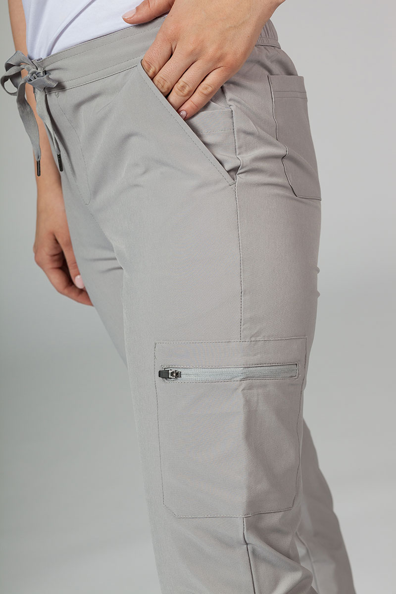 Women’s Adar Uniforms Skinny Leg Cargo scrub trousers silver gray-6