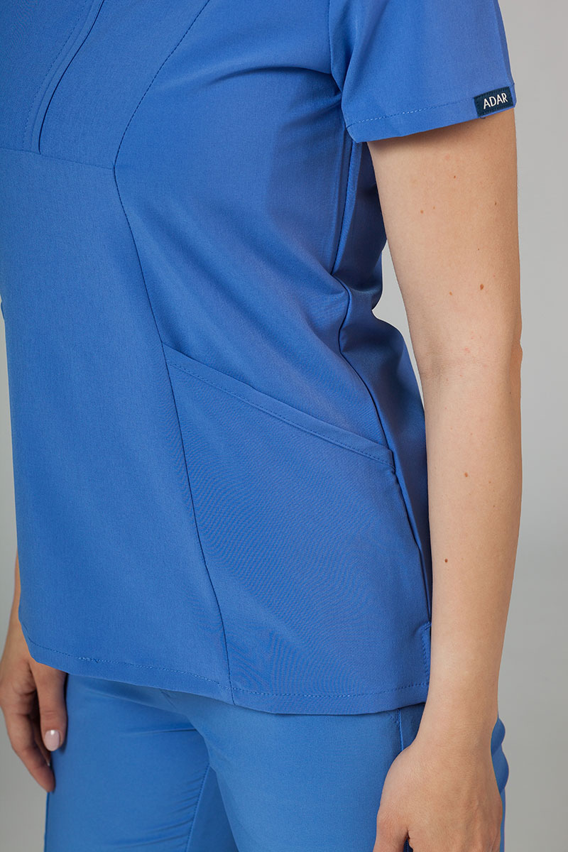 Women’s Adar Uniforms Notched scrub top ceil blue-5