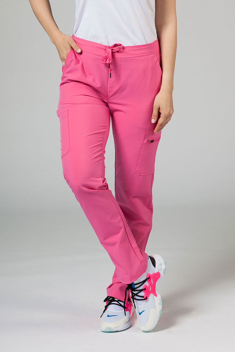 Adar Uniforms scrubs set Cargo (with Notched top – elastic) azalea pink-7