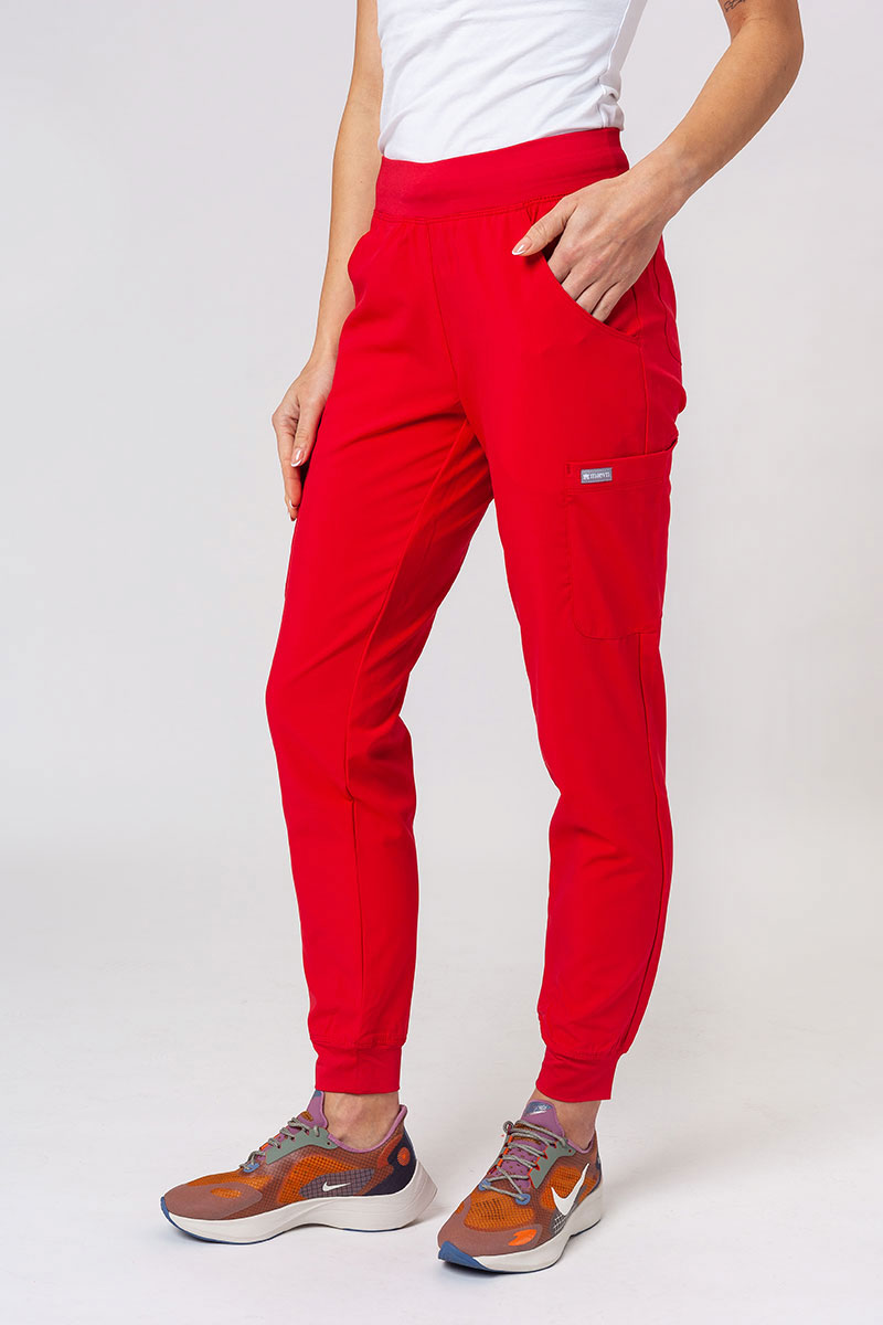 Women's Maevn Momentum scrubs set (Asymetric top, Jogger trousers) red-9