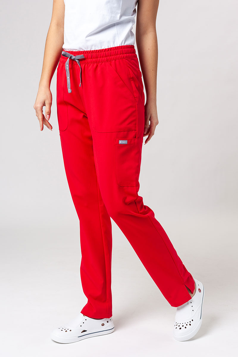 Women's Maevn Momentum scrubs set (Double V-neck top, 6-pocket trousers) red-8