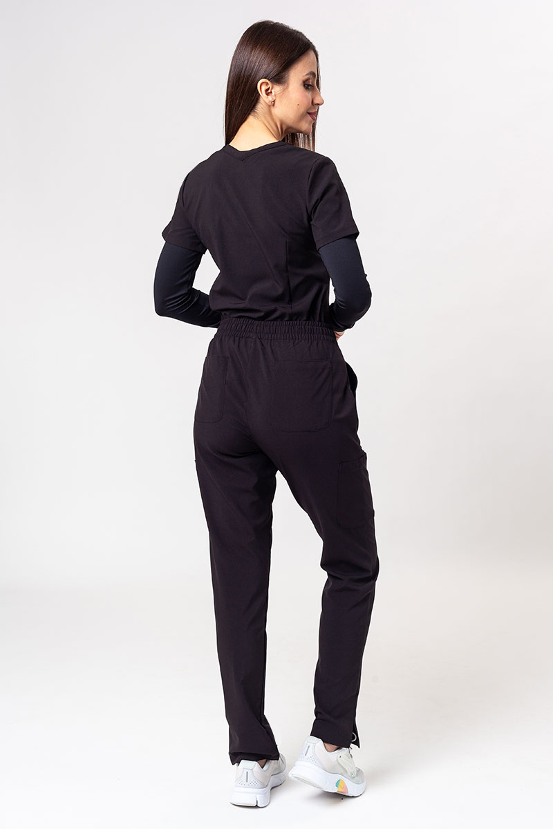 Women's Maevn Momentum scrubs set (Double V-neck top, 6-pocket trousers) black-6