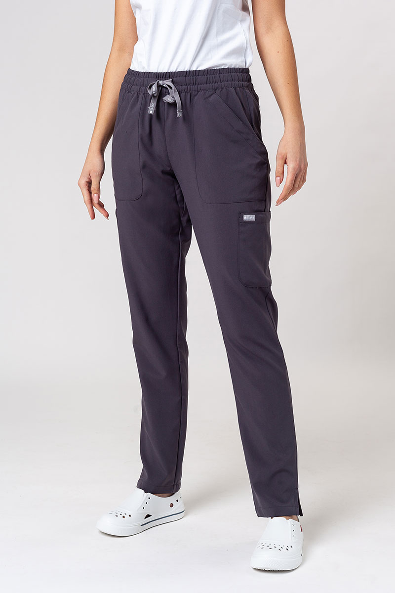 Women's Maevn Momentum scrubs set (Double V-neck top, 6-pocket trousers) pewter-8