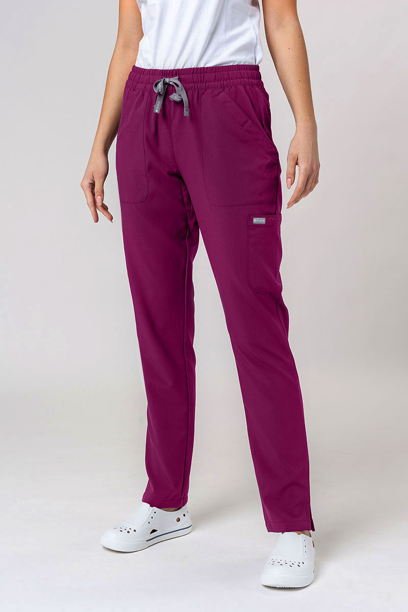Women's Maevn Momentum scrubs set (Double V-neck top, 6-pocket trousers) wine-7