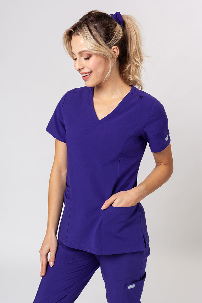 Women's Maevn Momentum scrubs set (Double V-neck top, 6-pocket trousers) grape-3