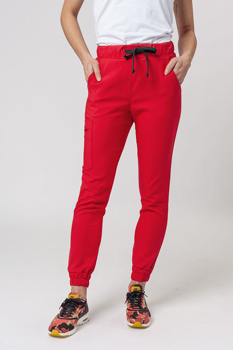 Women's Sunrise Uniforms Premium scrubs set (Joy top, Chill trousers) red-6