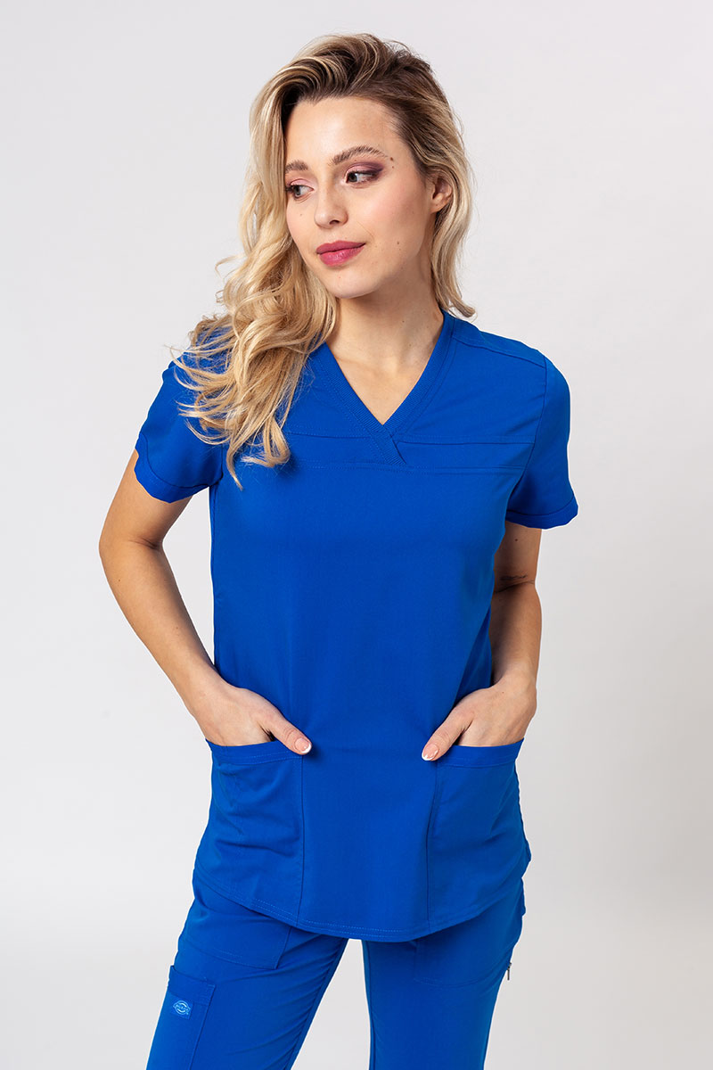 Women's Dickies Balance scrubs set (V-neck top, Mid Rise trousers) royal  blue