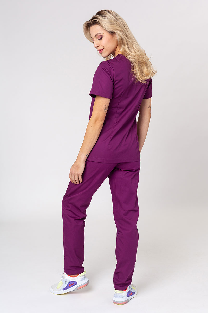 Women’s Sunrise Uniforms Basic Classic scrubs set (Light top, Regular trousers) wine-1