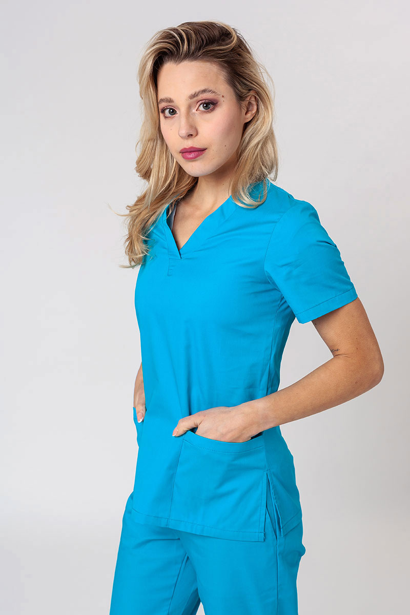 Women’s Sunrise Uniforms Basic Classic scrubs set (Light top, Regular trousers) turquoise-2
