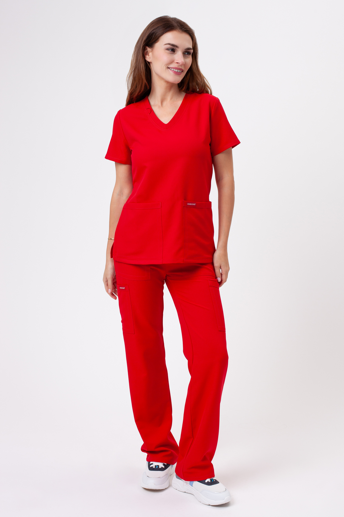 Women's Cherokee Ultra Cargo scrub trousers red-5