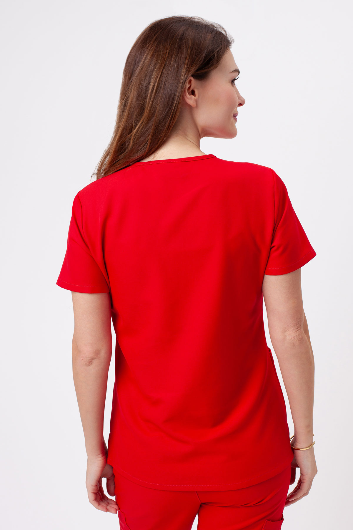 Women's Cherokee Ultra V-neck scrub top red-2
