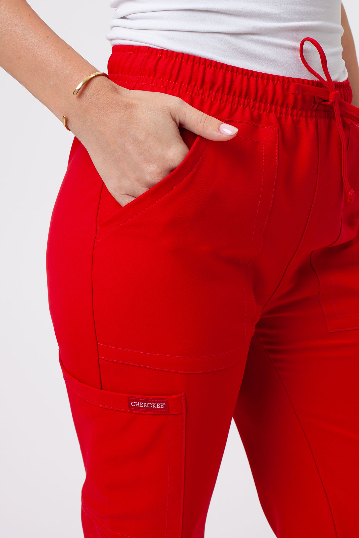 Women's Cherokee Ultra Cargo scrub trousers red-2