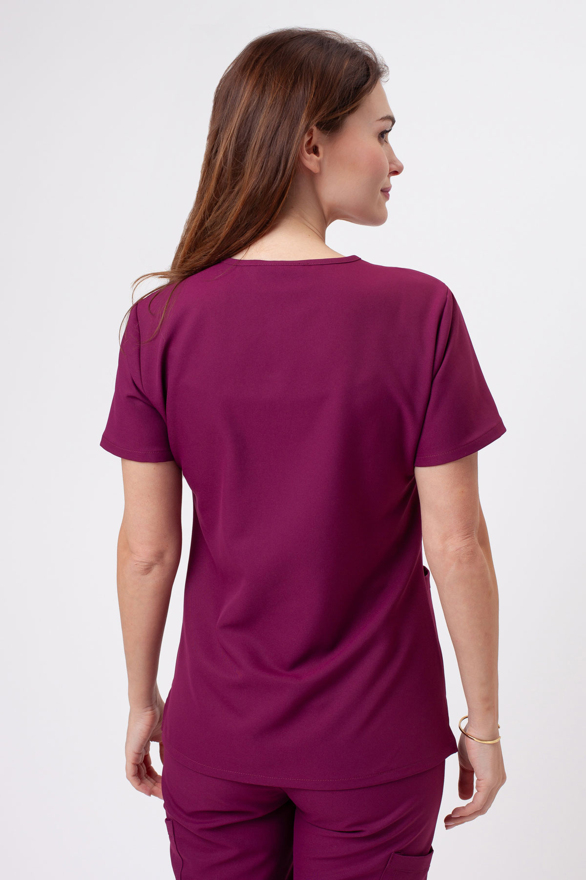 Women's Cherokee Ultra V-neck scrubs set wine-5