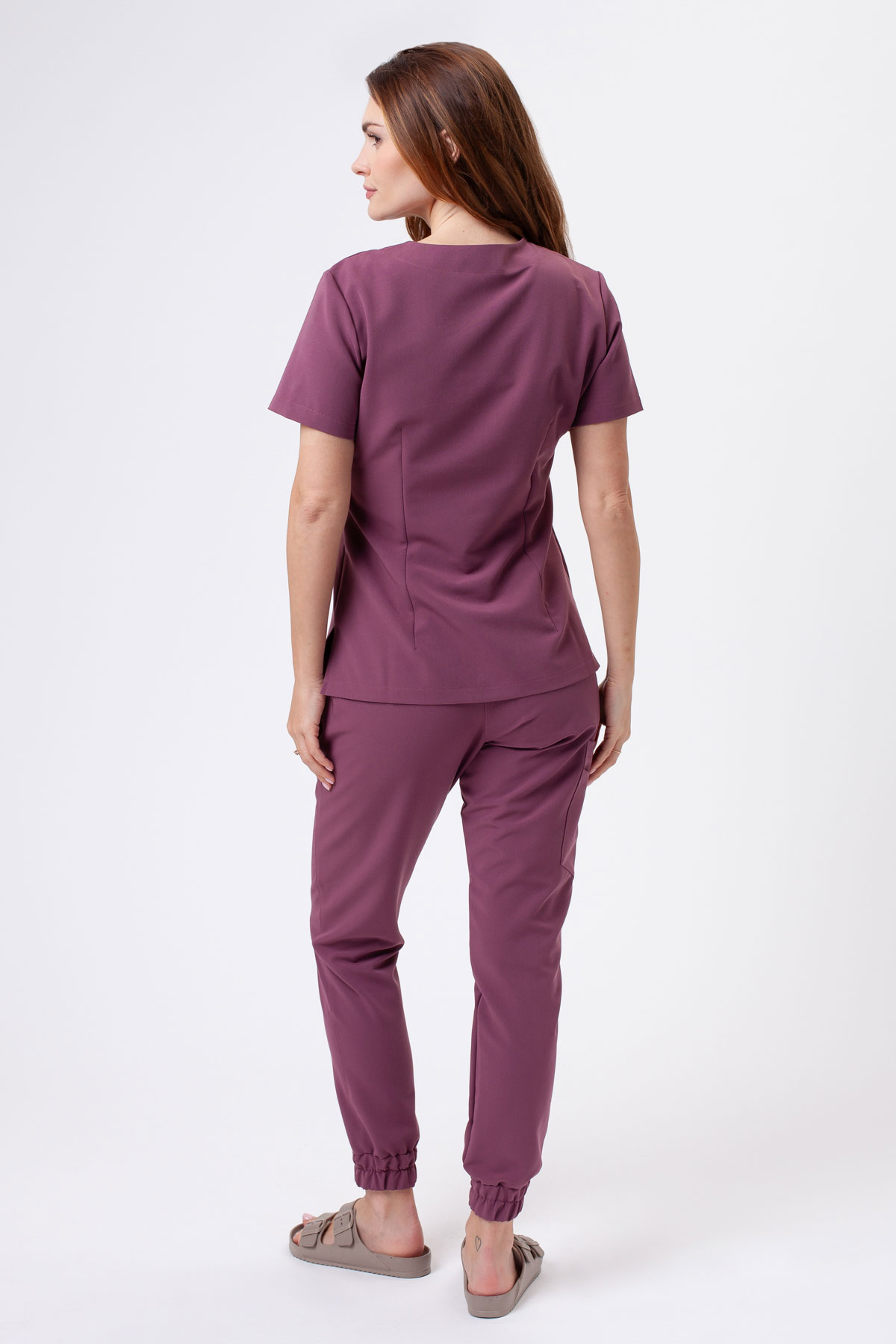 Women's Sunrise Uniforms Premium Aura scrub top grape-5