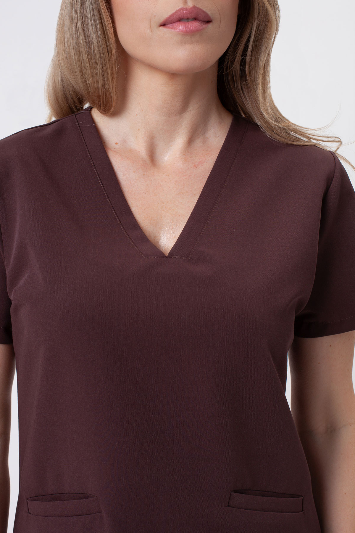 Women's Sunrise Uniforms Premium Aura scrub top choco-3