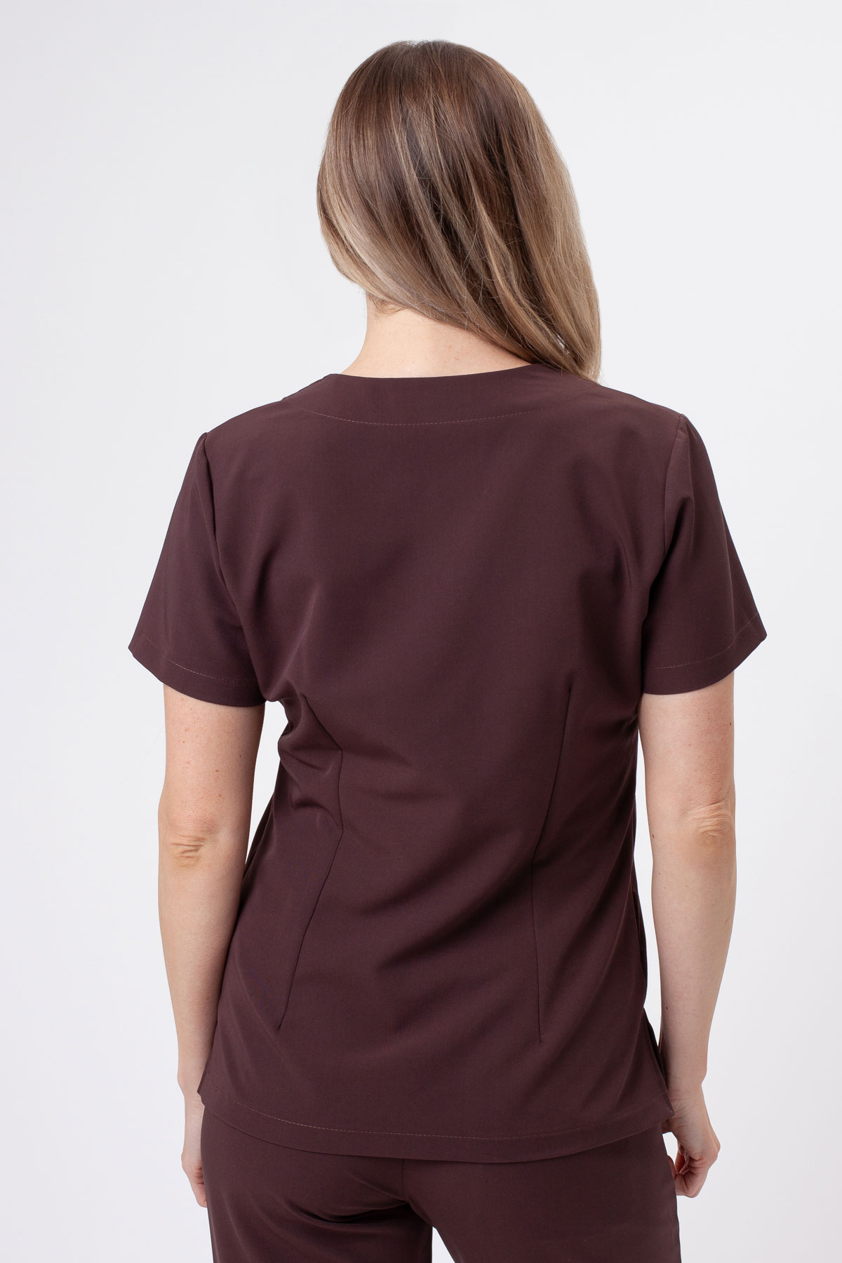 Women's Sunrise Uniforms Premium Aura scrub top choco-2