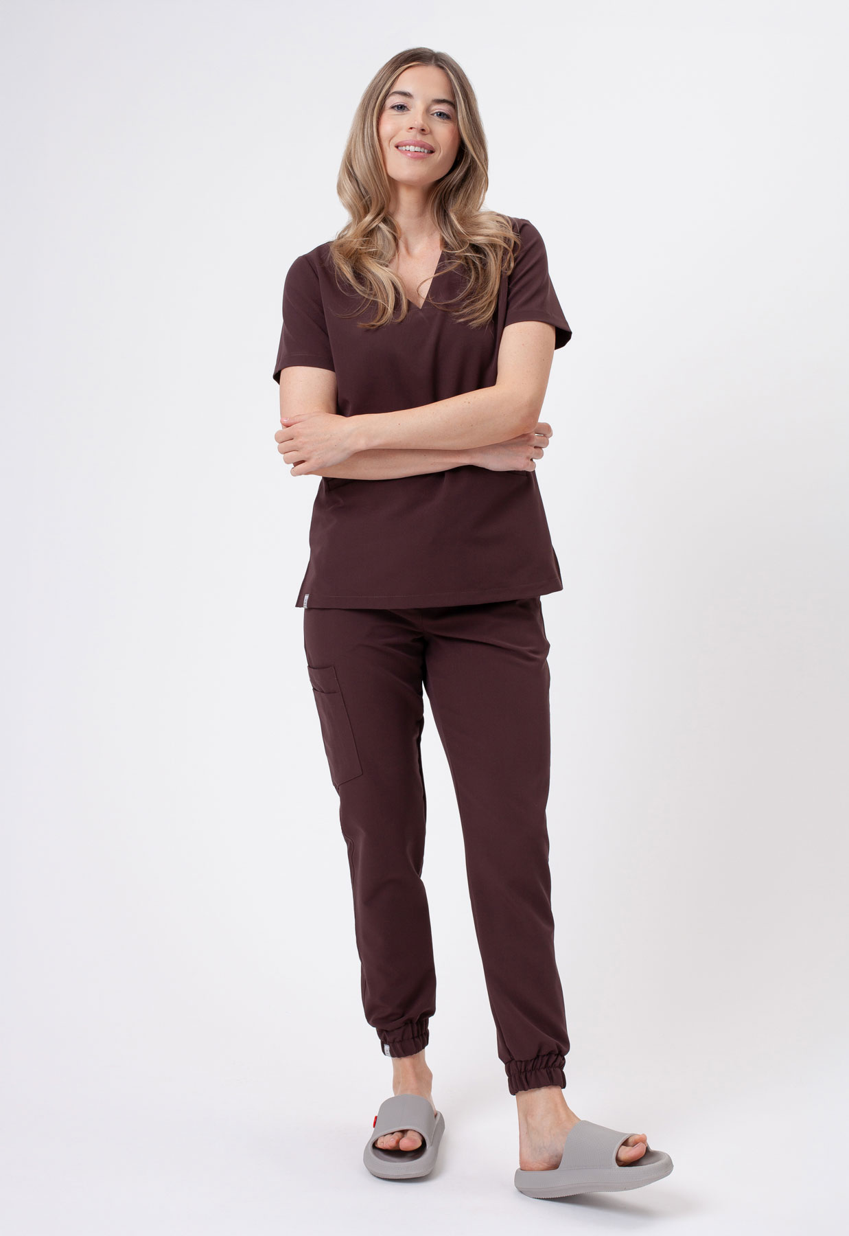 Women's Sunrise Uniforms Premium Vibe scrubs set choco-1