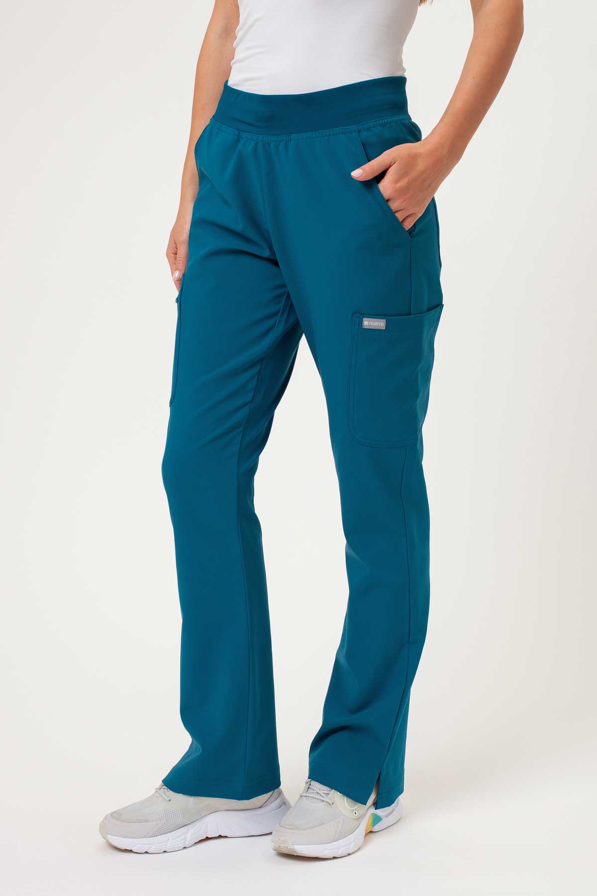 Women's Maevn Momentum Flare scrubs set caribbean blue-6