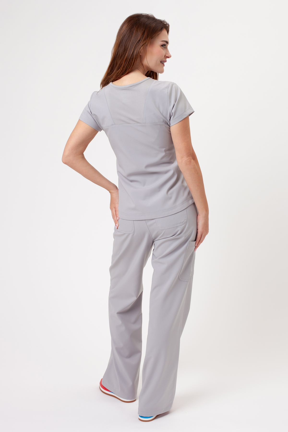 Women's Maevn Momentum Round Neck scrub top quiet grey-8