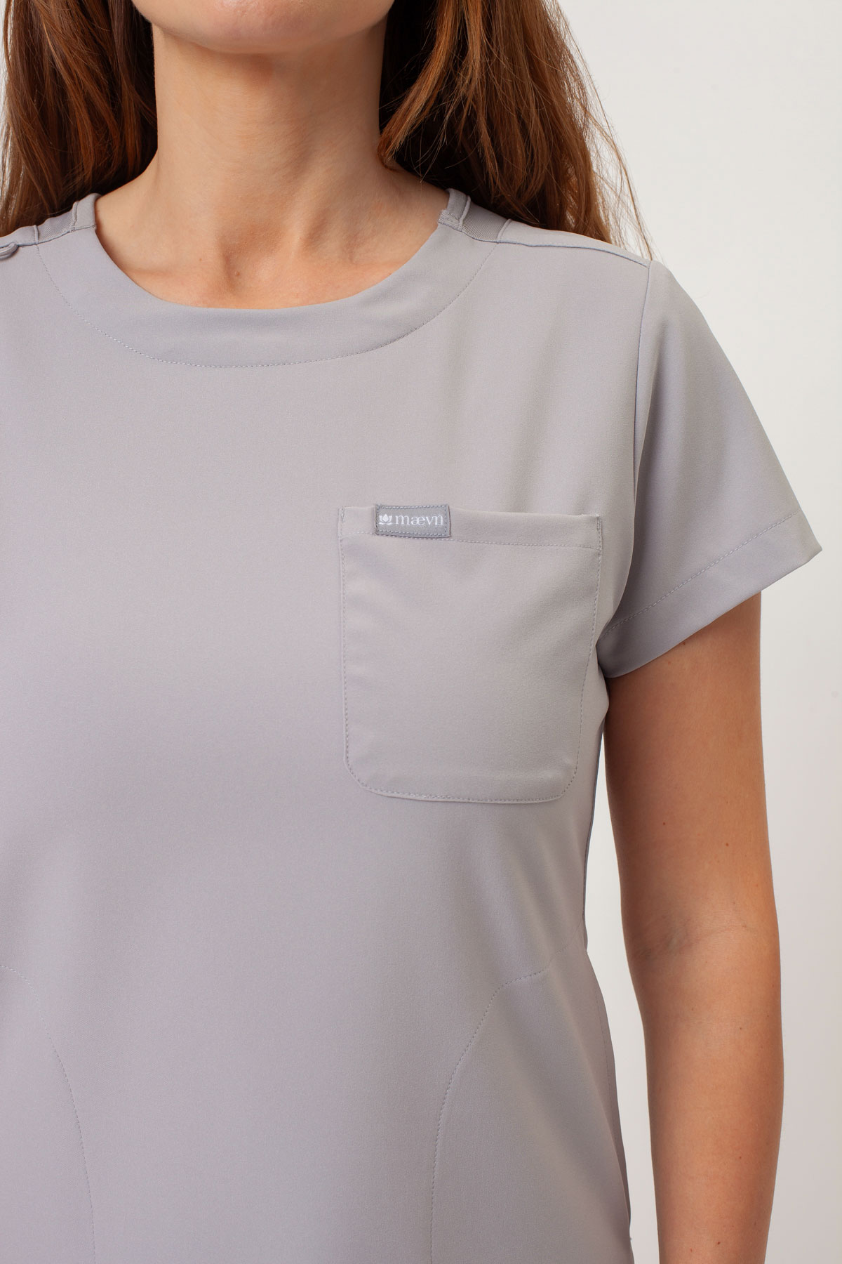 Women's Maevn Momentum Round Neck scrub top quiet grey-4