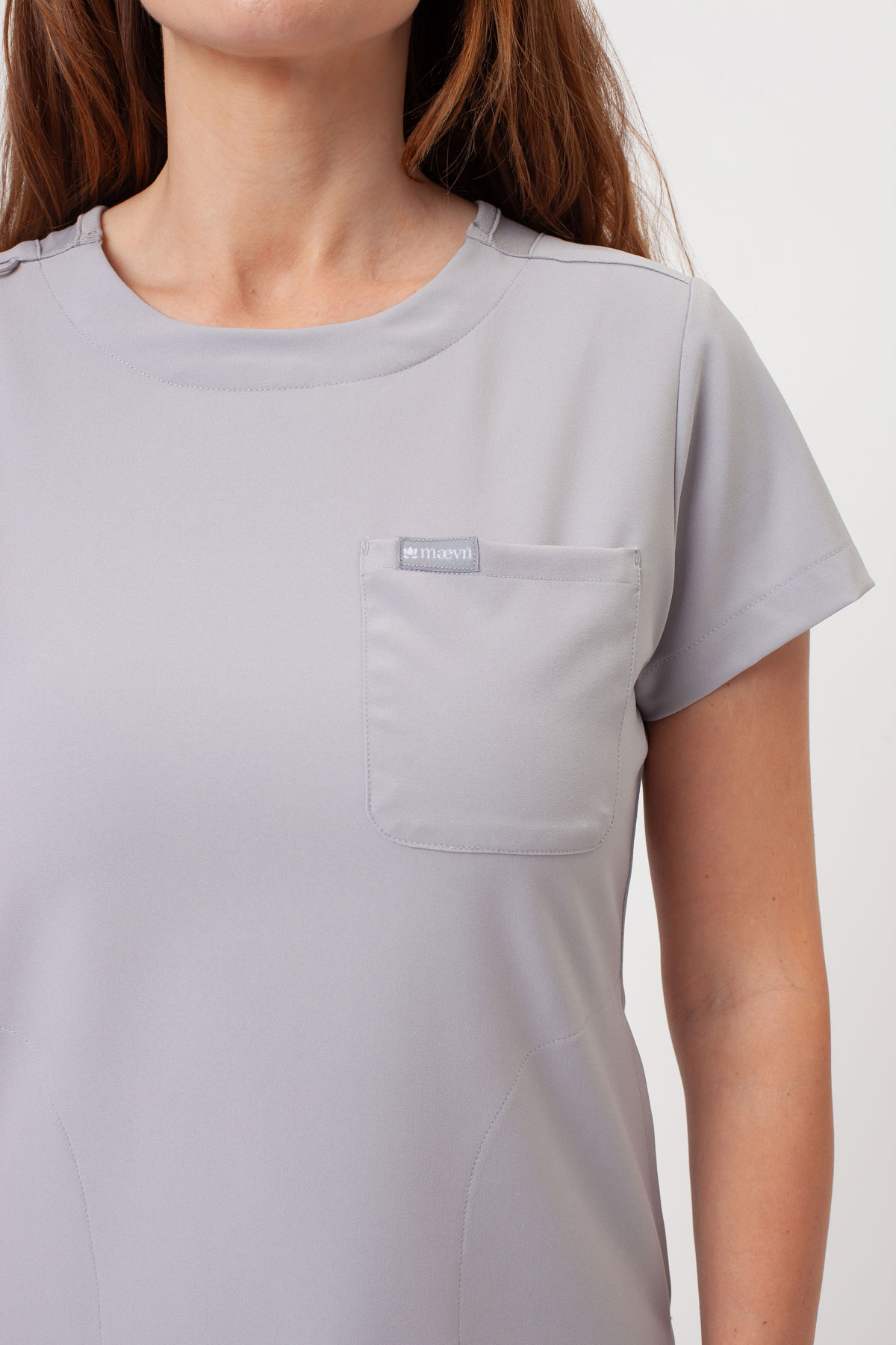Women's Maevn Momentum Round Neck scrub top quiet grey-4