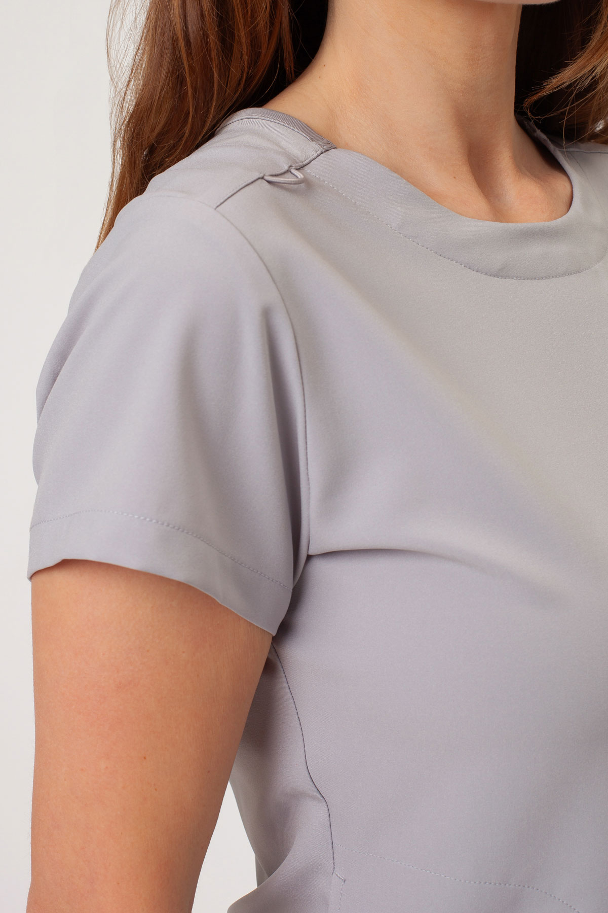 Women's Maevn Momentum Round Neck scrub top quiet grey-3