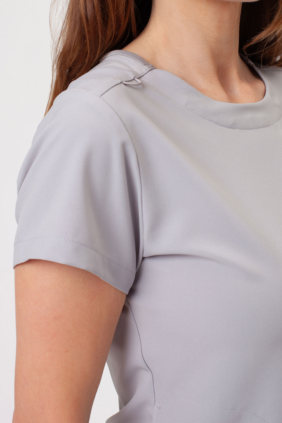 Women's Maevn Momentum Round Neck scrub top quiet grey-3