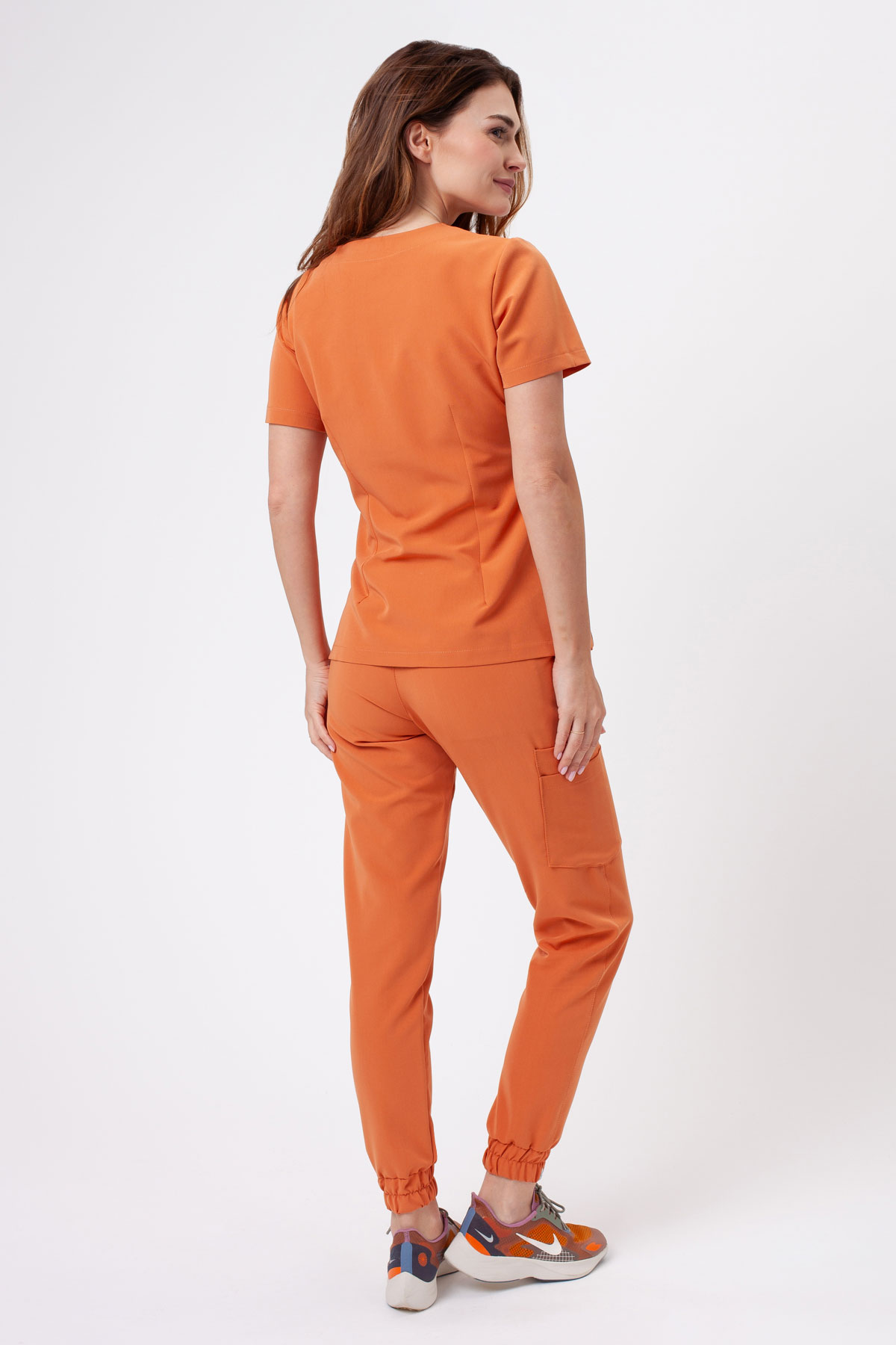 Women's Sunrise Uniforms Premium Aura scrub top caramel-6