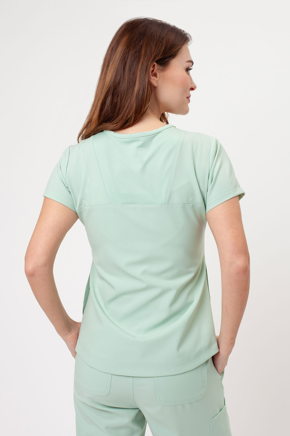 Women's Maevn Momentum Round Neck scrub top honeydew-2