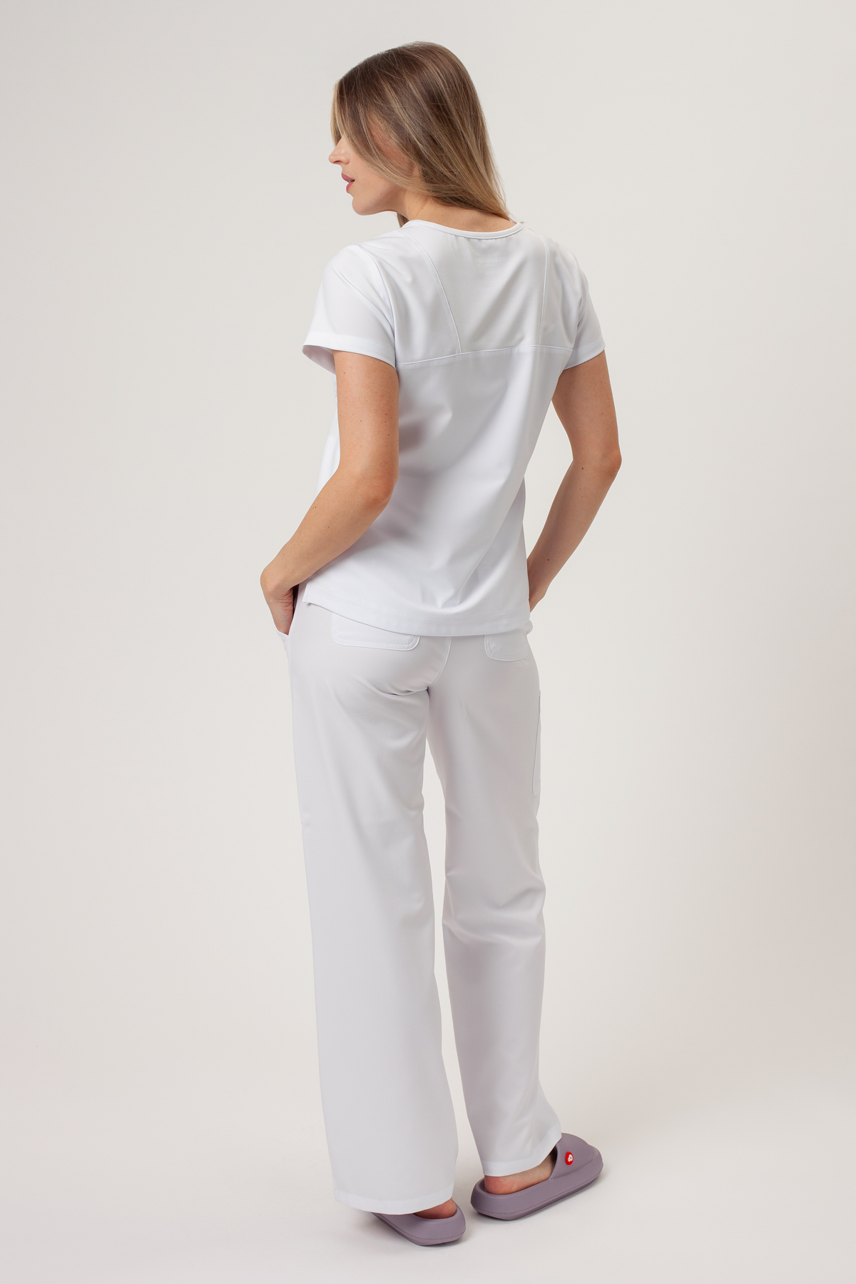 Women's Maevn Momentum Round Neck scrub top white-7