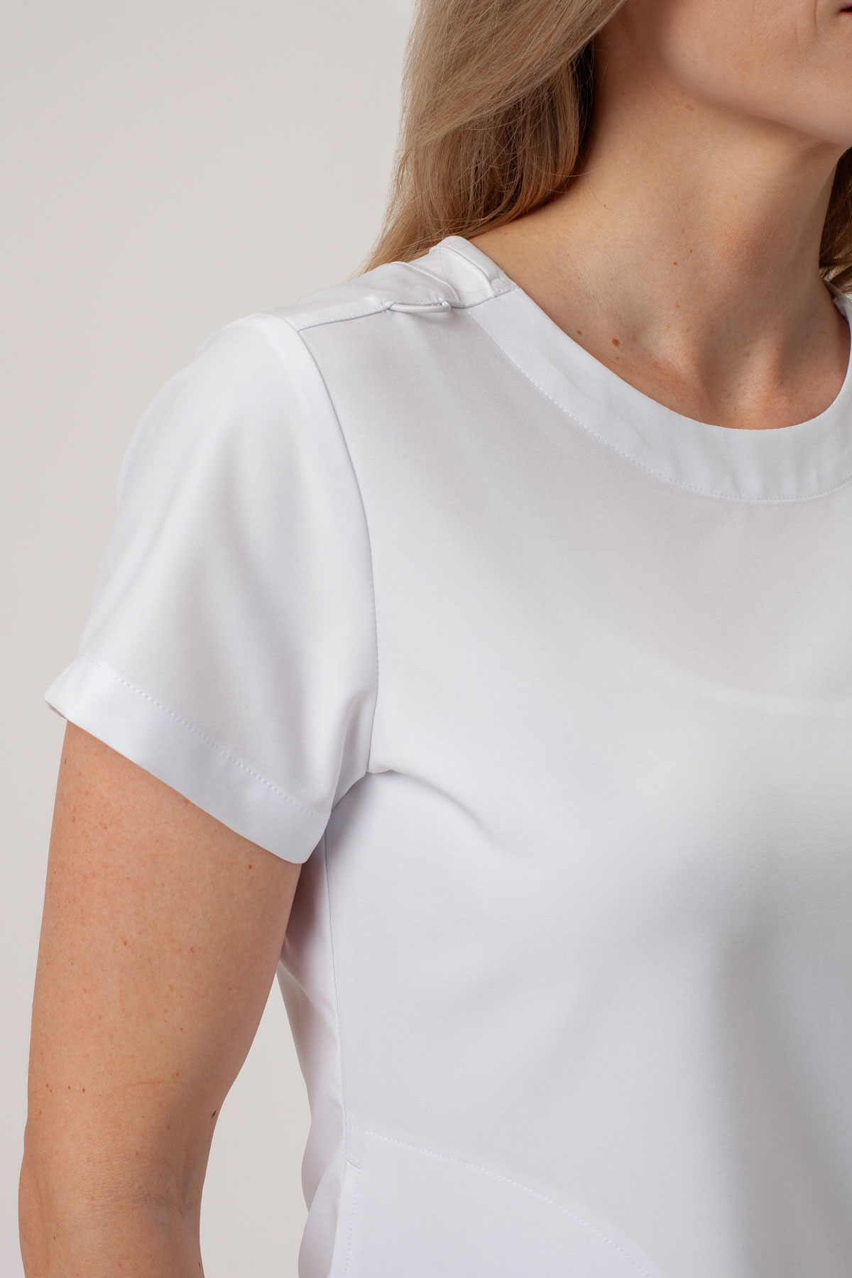 Women's Maevn Momentum Round Neck scrub top white-3