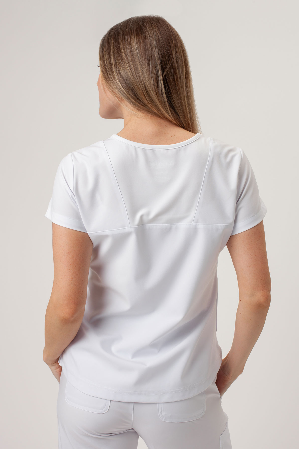 Women's Maevn Momentum Round Neck scrub top white-2