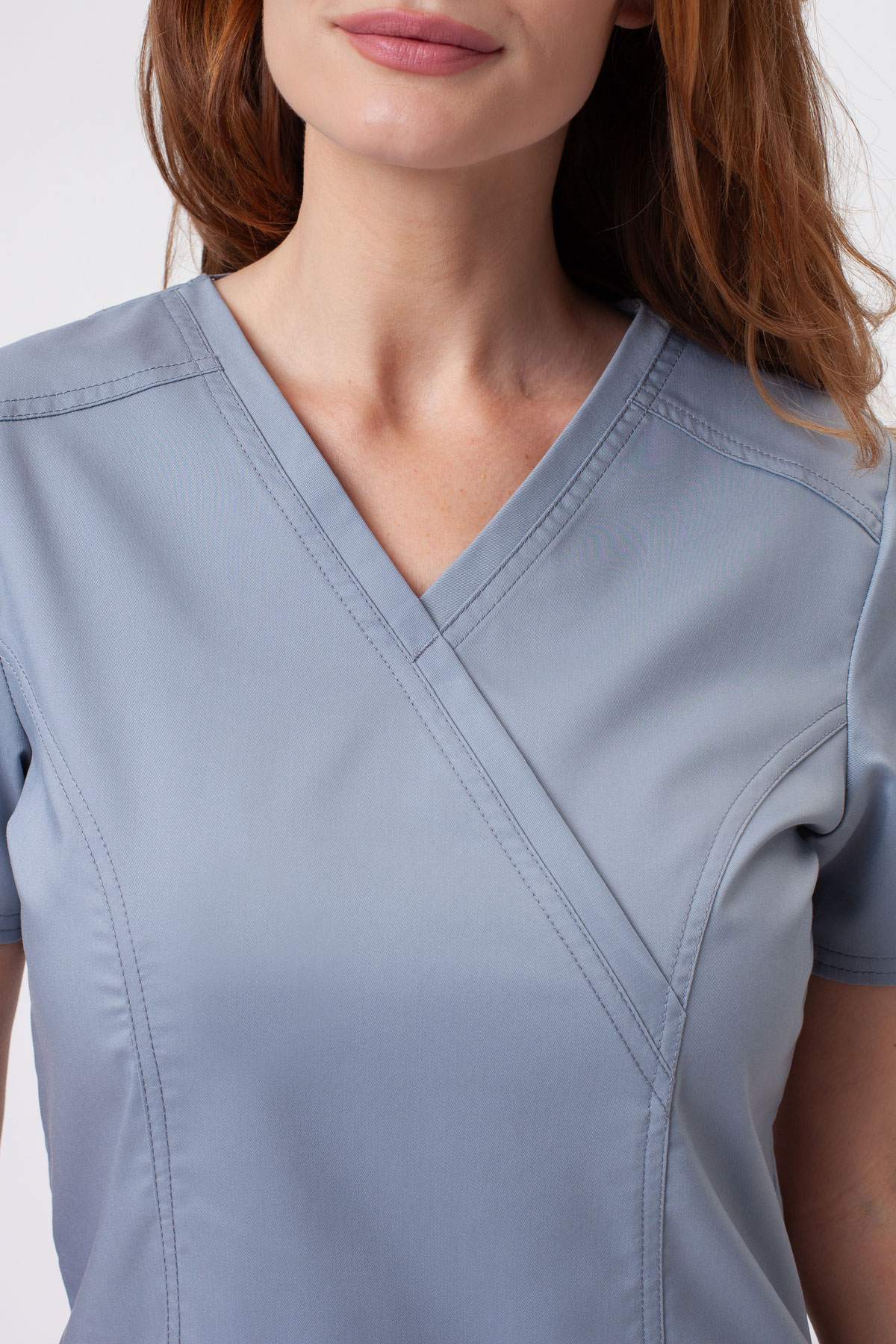 Women’s Cherokee Revolution Mock scrub top grey-3