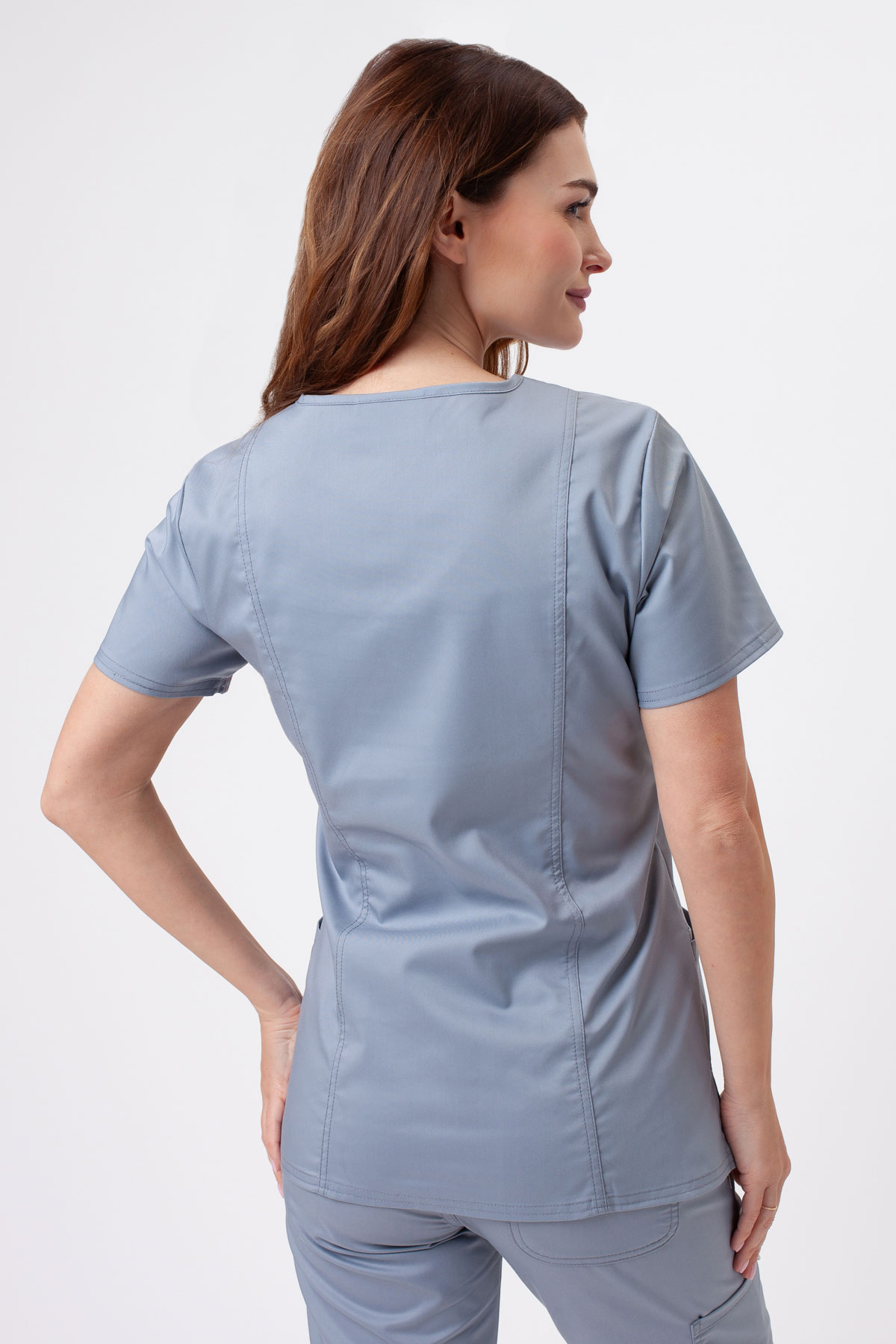 Women’s Cherokee Revolution Mock scrub top grey-2