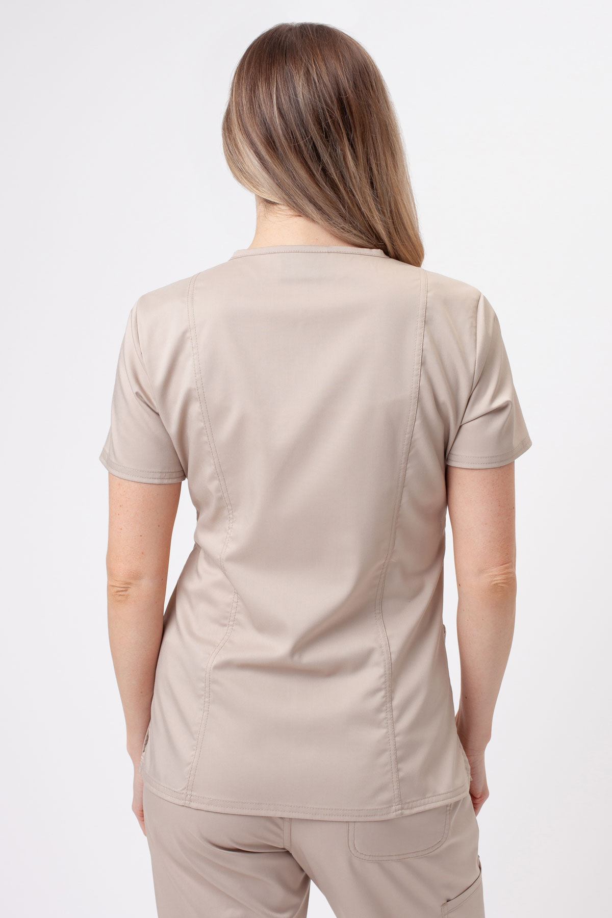 Women’s Cherokee Revolution Mock scrub top khaki-1