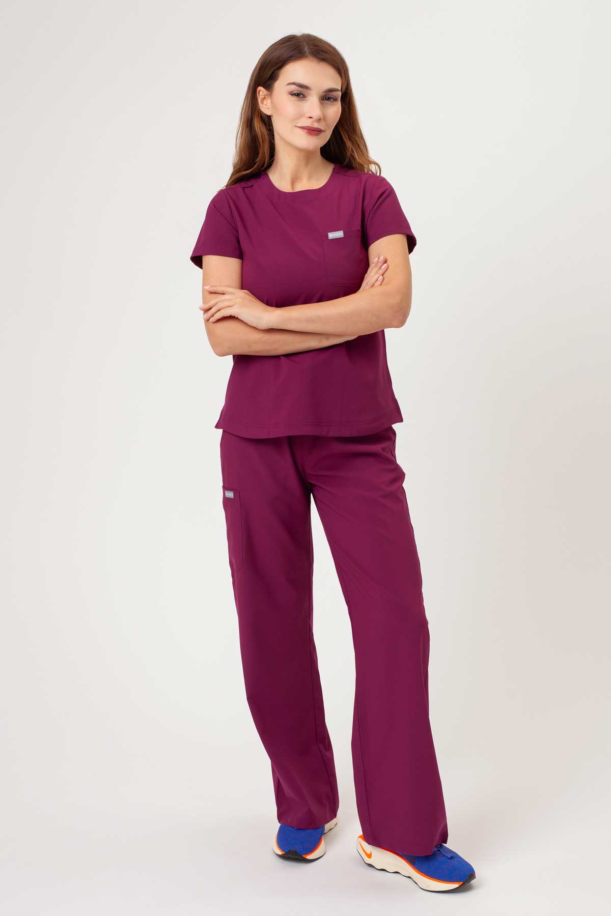 Women's Maevn Momentum Wide Leg scrub trousers wine-1